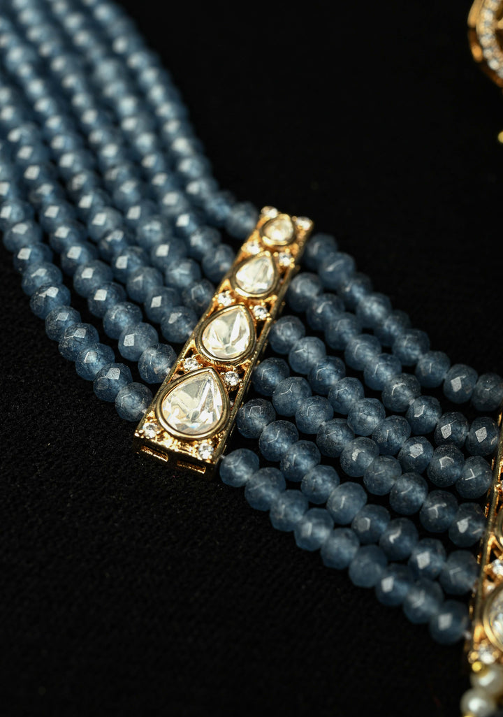 Kundan Grey Beaded Choker Set