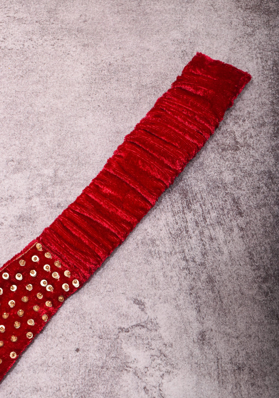 Red Pure velvet Waist Belt with Zardosi, Bead Rose design embroidery and Sequin work | Made to Order