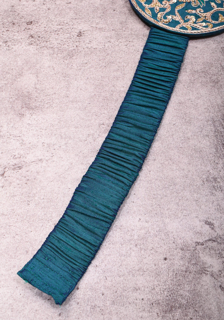 Exquisite 5" Hand Zardosi Peacock in Mandala Prominent Waist belt in Pure raw silk | Made to Order