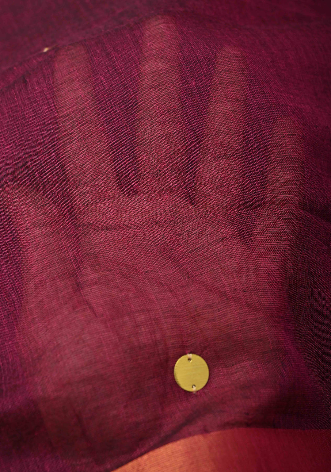 Magenta Bengal Cotton saree in With Tikki work and Long Tassels