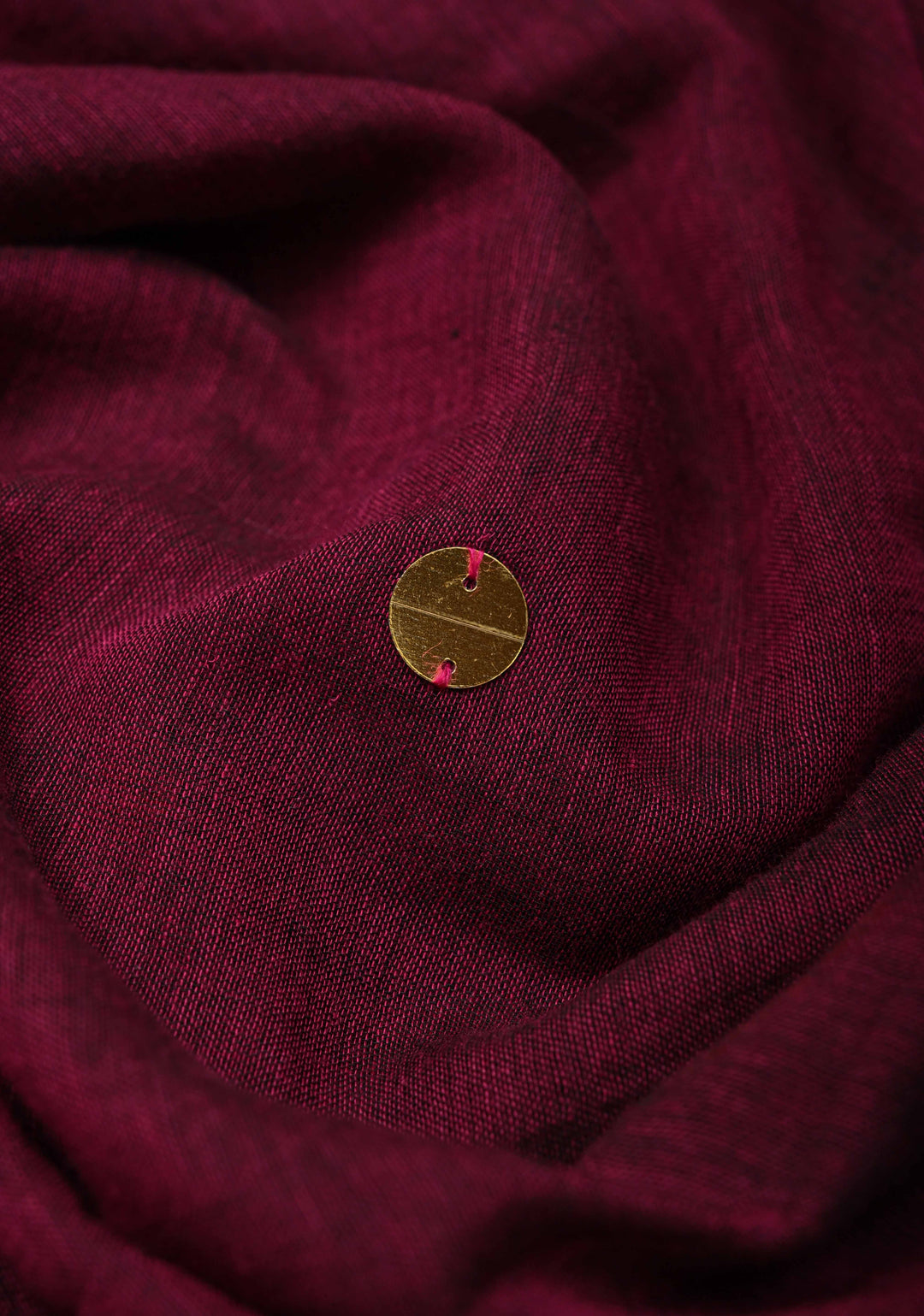 Plum Bengal Mul Cotton saree in With Tikki work and Long Tassels