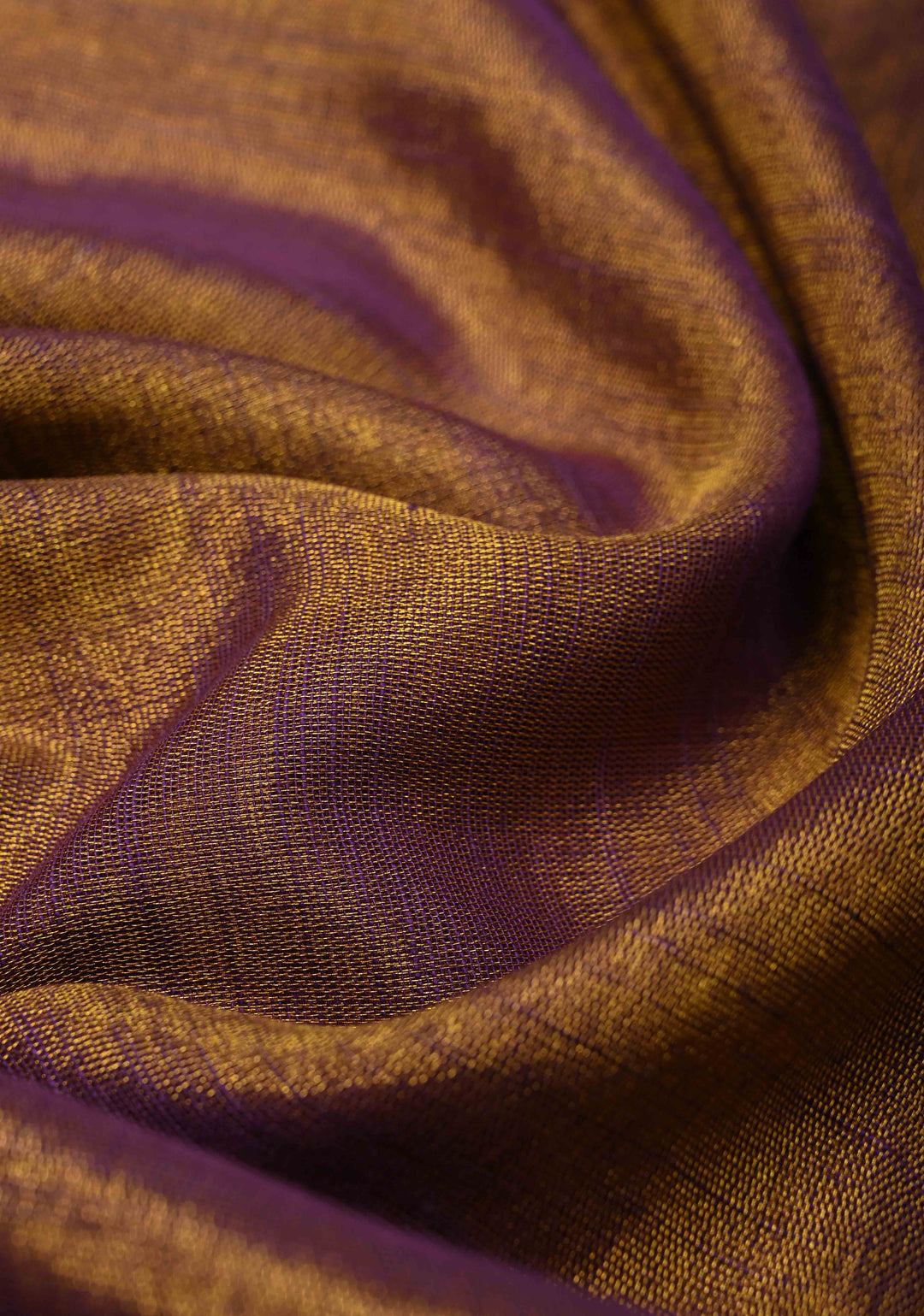 Camel Brown Dual tone Tissue by Tissue Saree with Temple Stripes and Minimal Borders