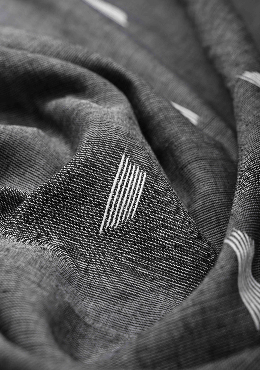 Gray Bengal Cotton saree in With Contrast Temple Border with Long Tassels