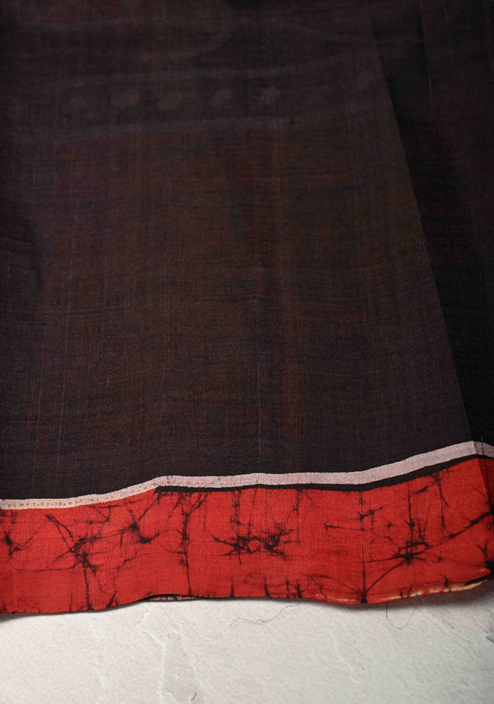 Bishnupuri  Floral Hand Wax Batik Silk Saree in Red | SILK MARK CERTIFIED