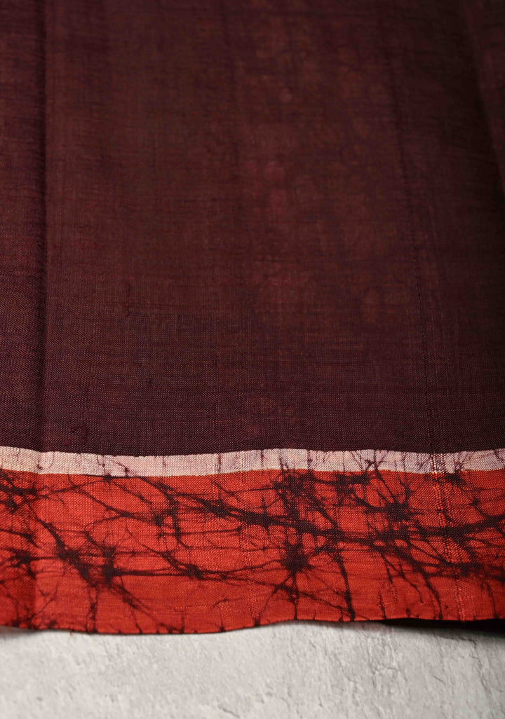 Bishnupuri Silk Saree with Floral Hand Wax Batik Silk Saree in Beige and Brown | SILK MARK CERTIFIED