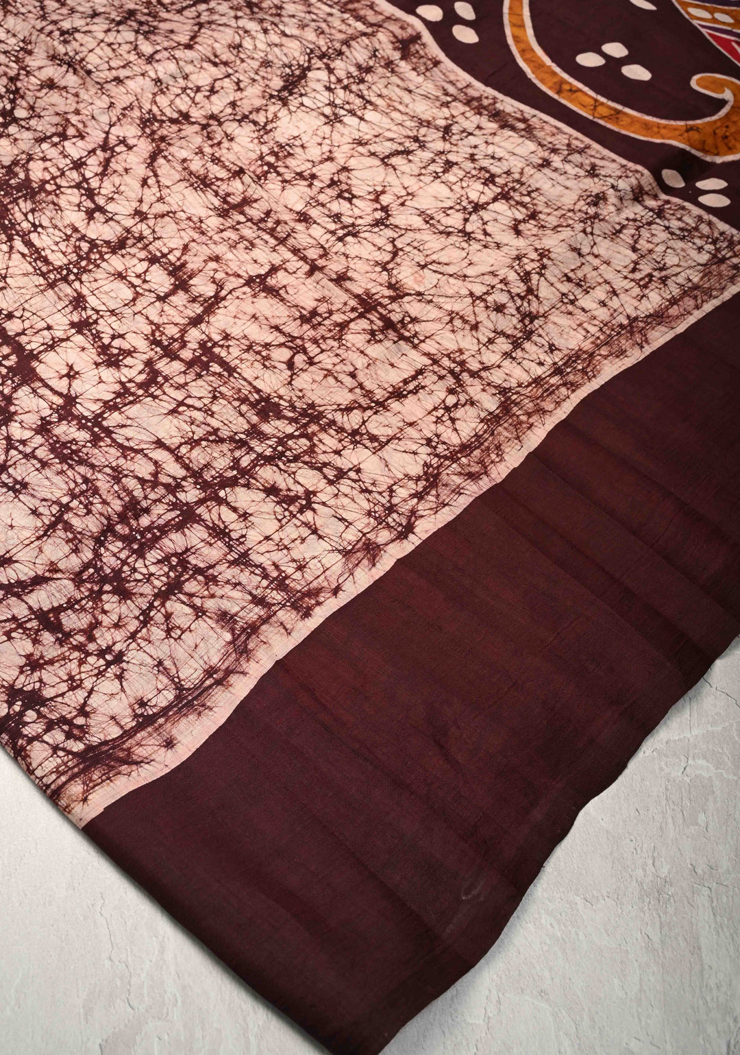 Bishnupuri Silk Saree with Floral Hand Wax Batik Silk Saree in Beige and Brown | SILK MARK CERTIFIED