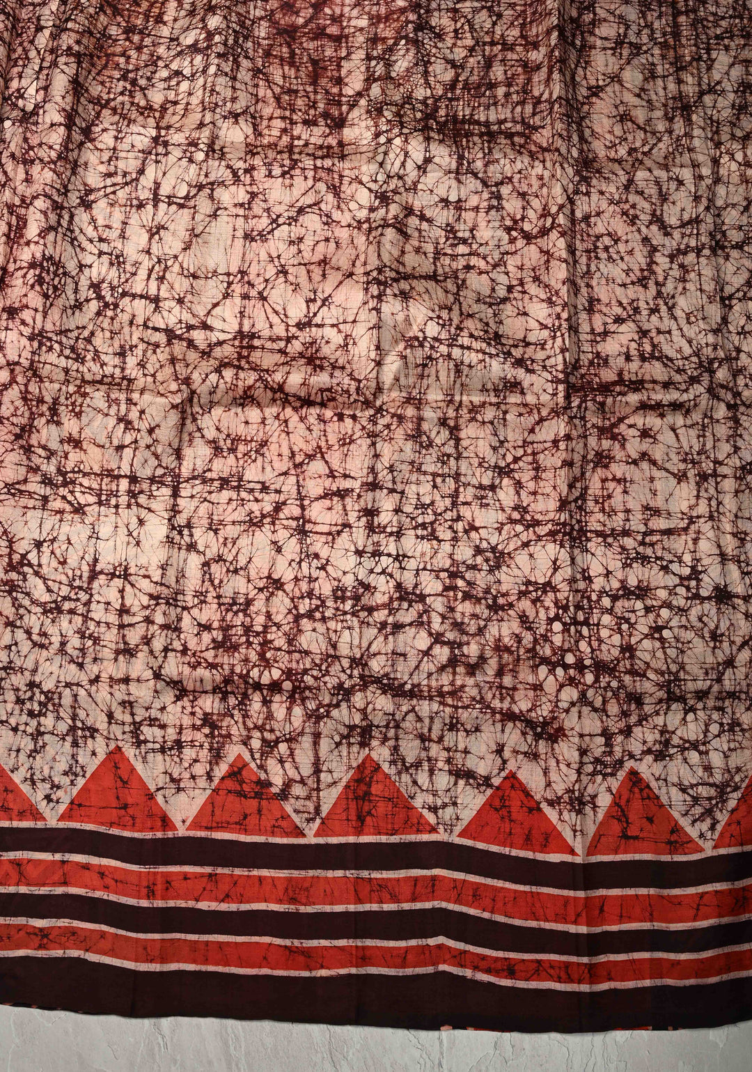Bishnupuri Silk Saree with Floral Hand Wax Batik Silk Saree in Beige, Red and Brown | SILK MARK CERTIFIED