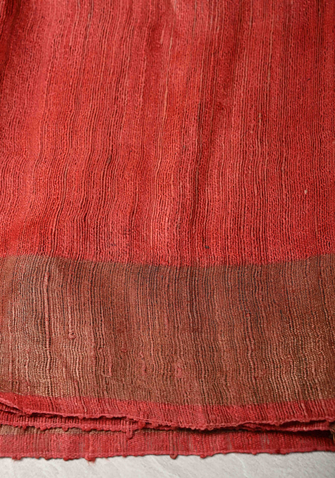 Blue and Beige Geecha Tussar Silk Saree with Chevron Patterns and Contrast Zari Border | SILK MARK CERTIFIED