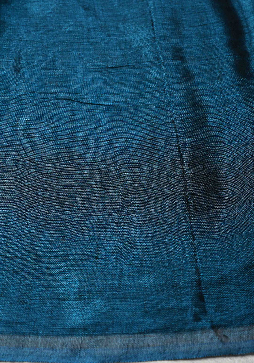 Peacock Blue Tissue by Tissue Saree with Tikki Work and Long Tassels