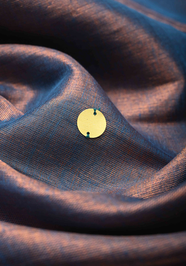 Dual Tone Misty Blue Tissue by Tissue Saree with Tikki Work and Long Tassels