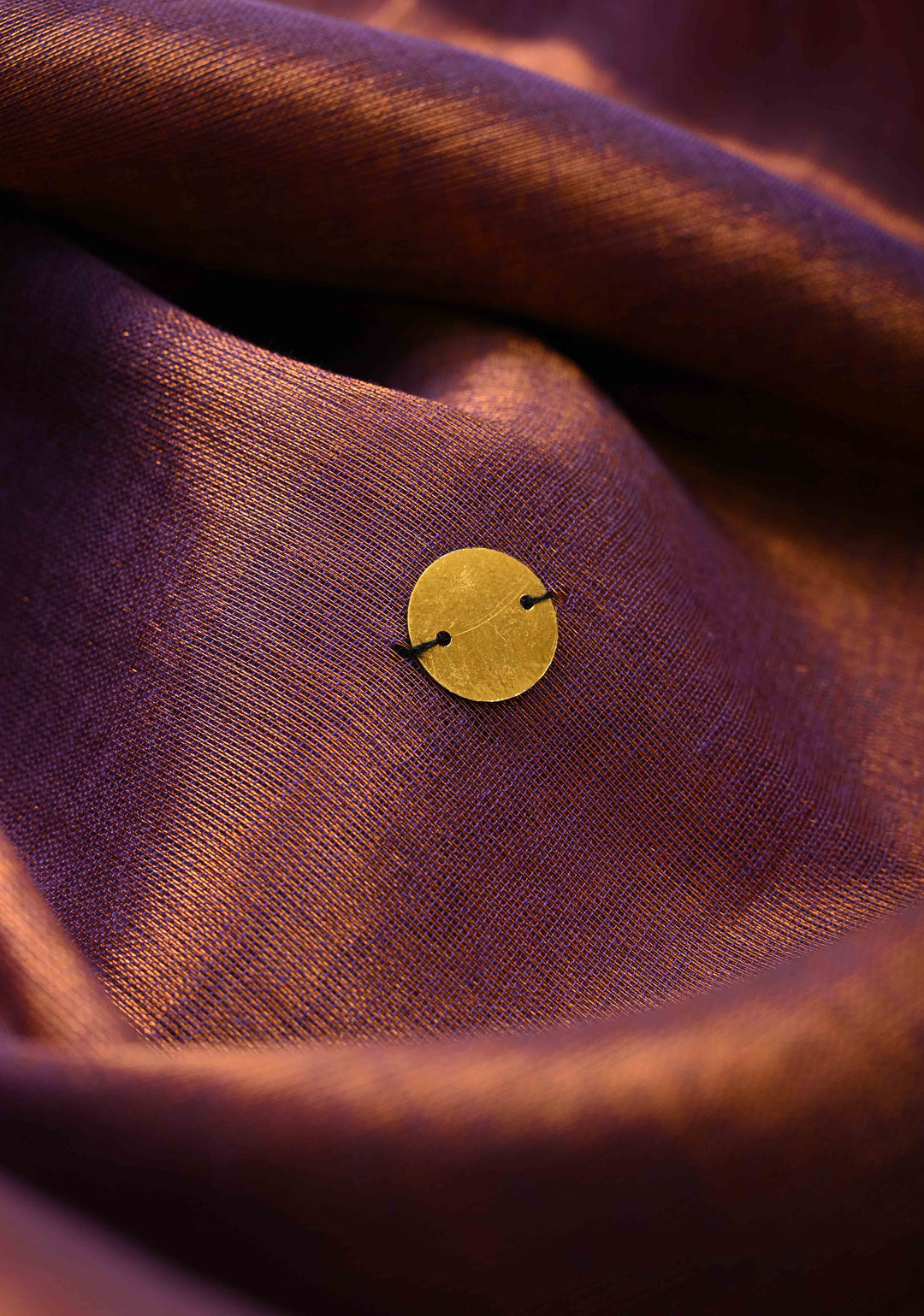 Dual Tone Reddish Brown Tissue by Tissue Saree with Tikki Work and Long Tassels