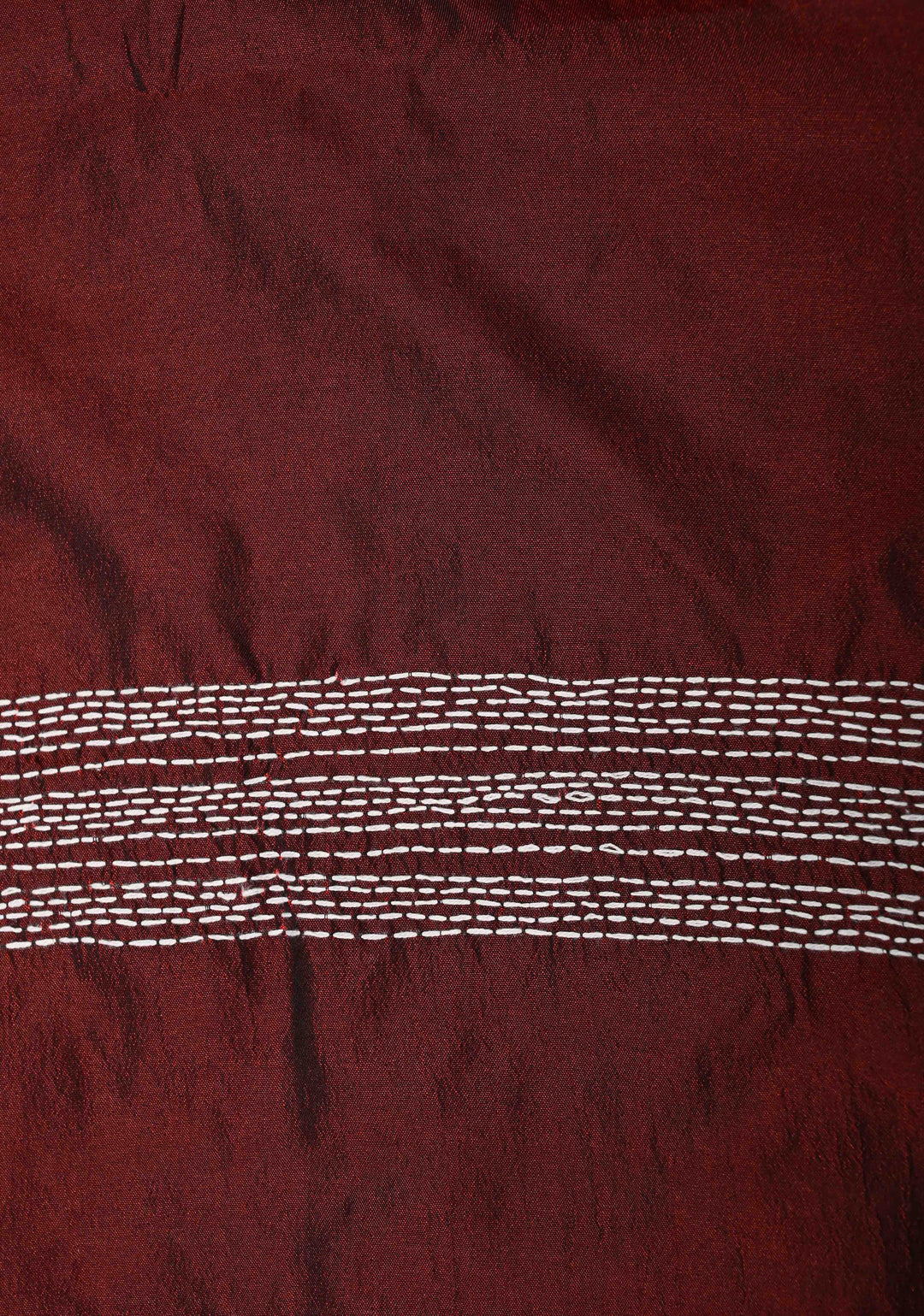 Maroon Art Silk Saree with Kantha Hand Embroidery Design