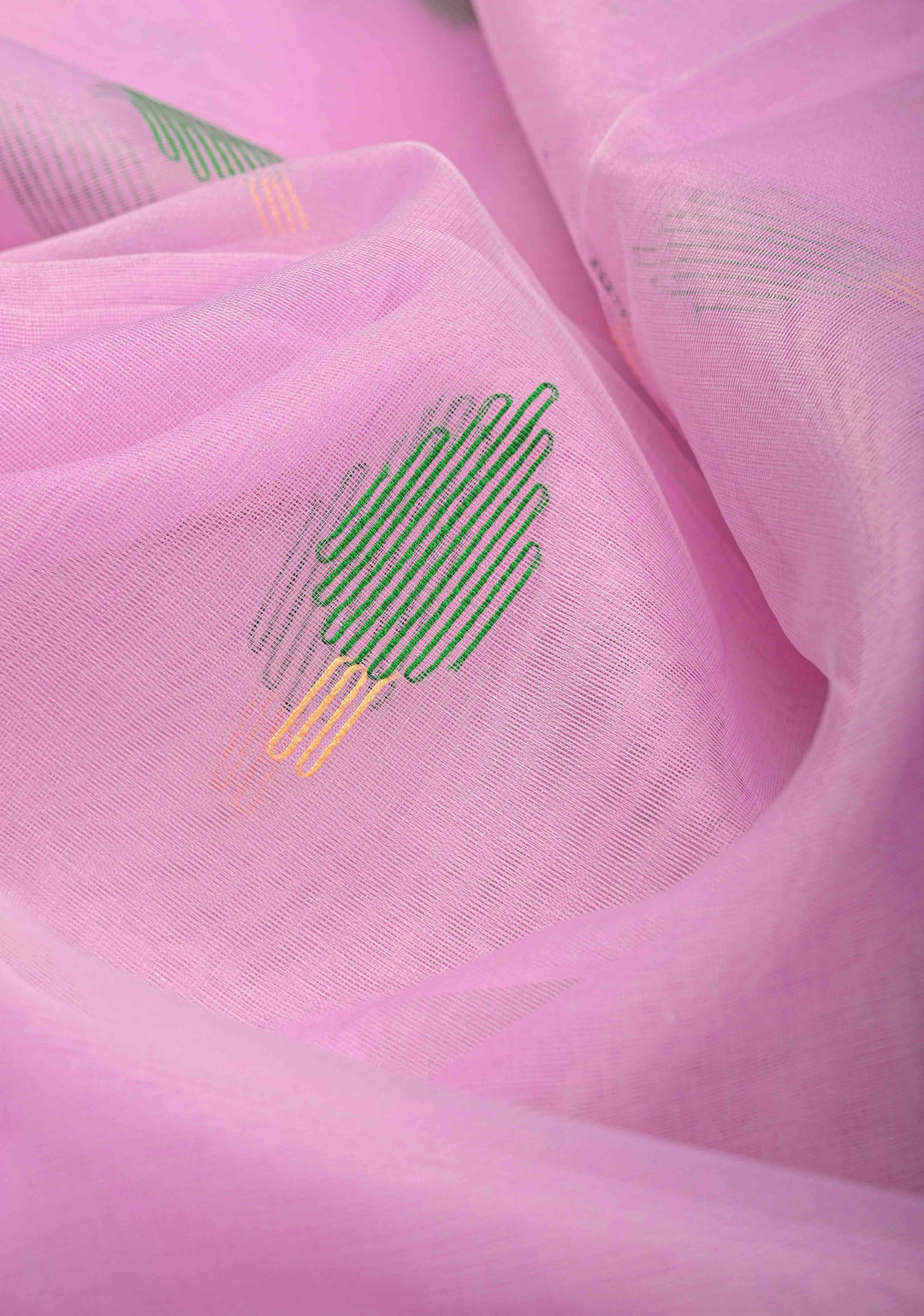 Lavender Blush  Mercedized Cotton Tissue Muslin Saree with Hand Jamdani Work and Minimal Tissue Border
