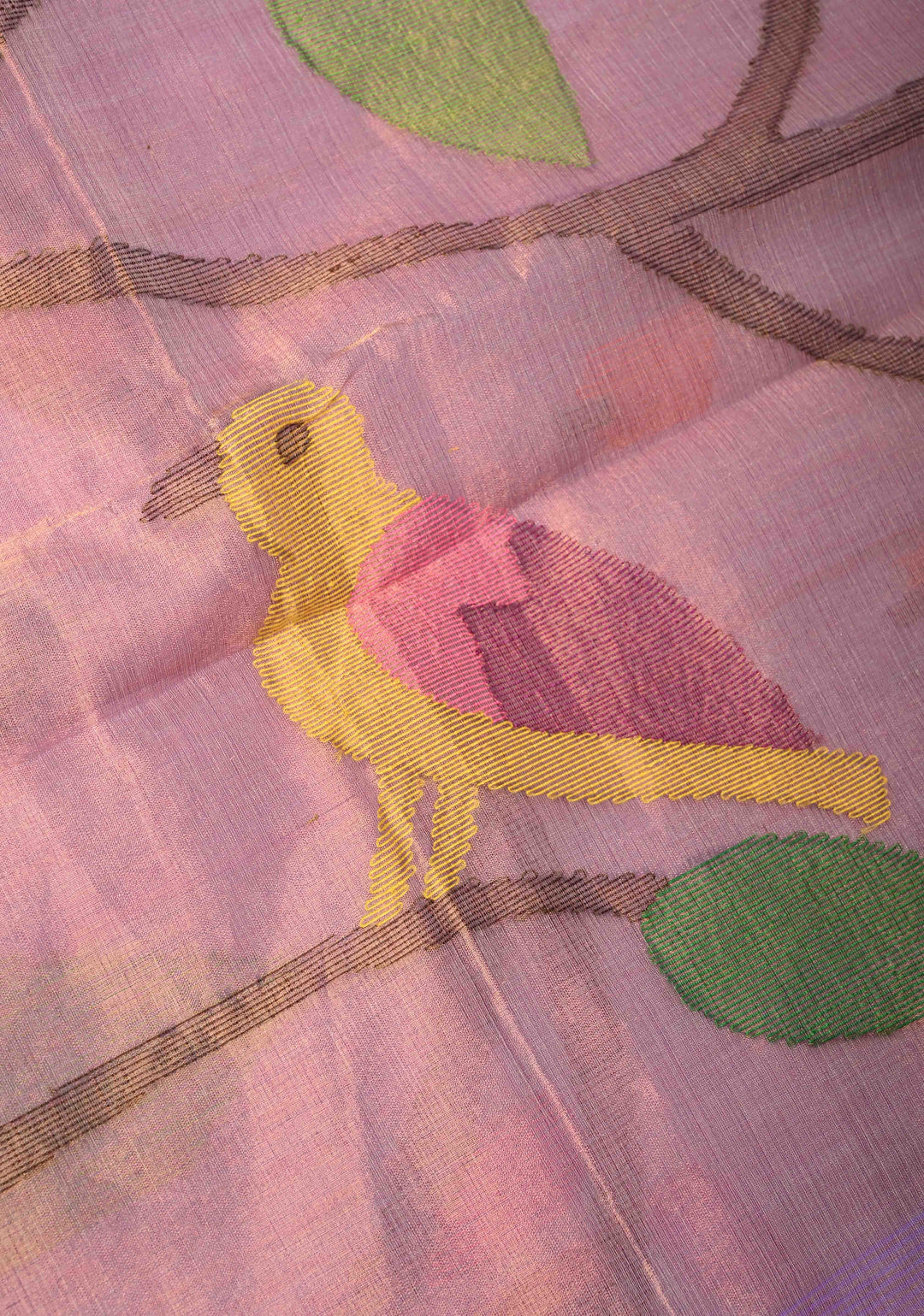 Periwinkle Mercerized Cotton Tissue Saree with Hand Jamdani Work and Minimal Tissue Border