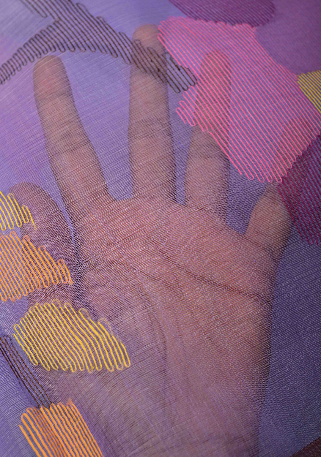 Periwinkle Mercerized Cotton Tissue Saree with Hand Jamdani Work and Minimal Tissue Border
