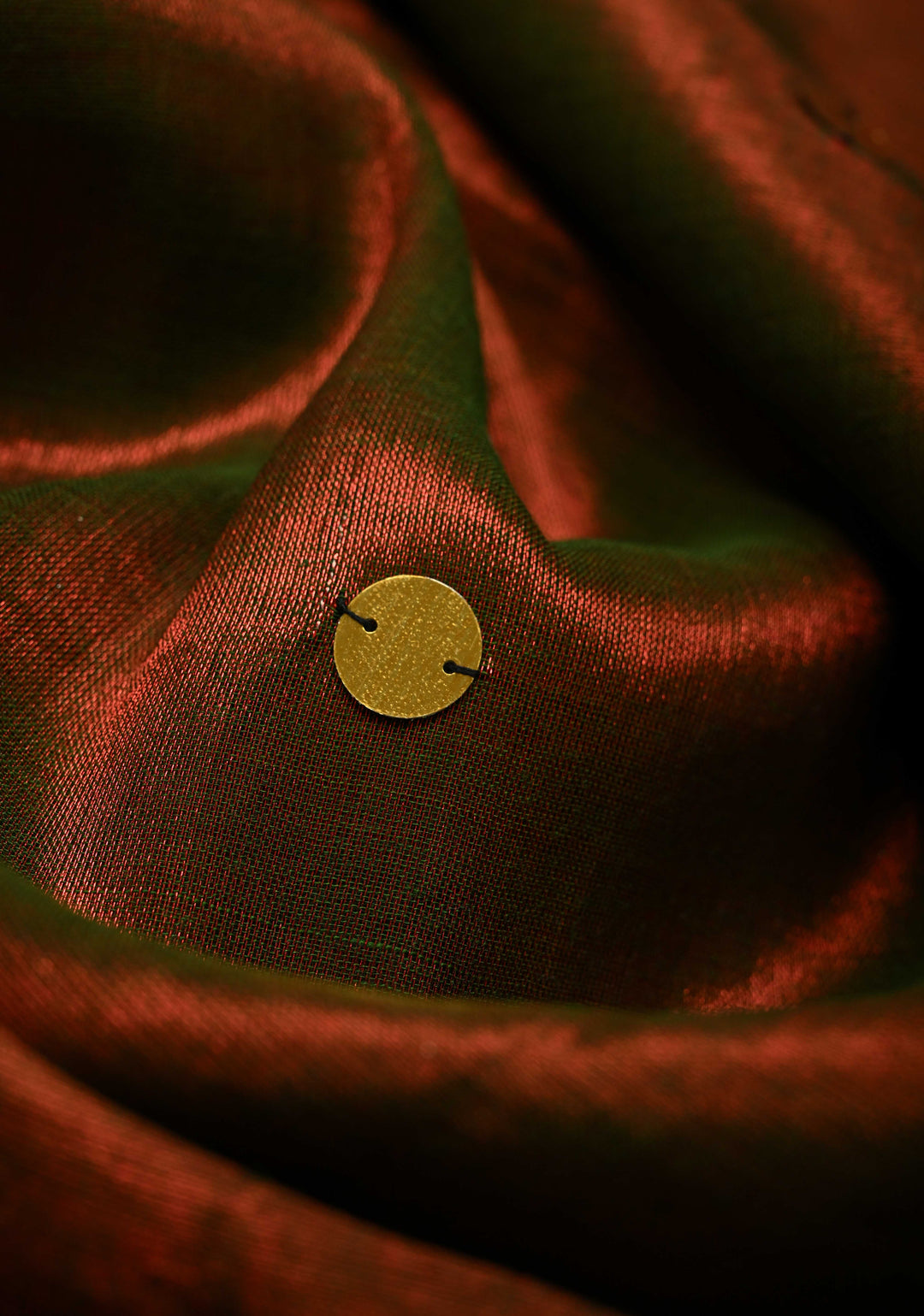 Maroon Green Dual Tone Tissue by Tissue Saree with Tikki Work and Long Tassels , No Blouse Peice