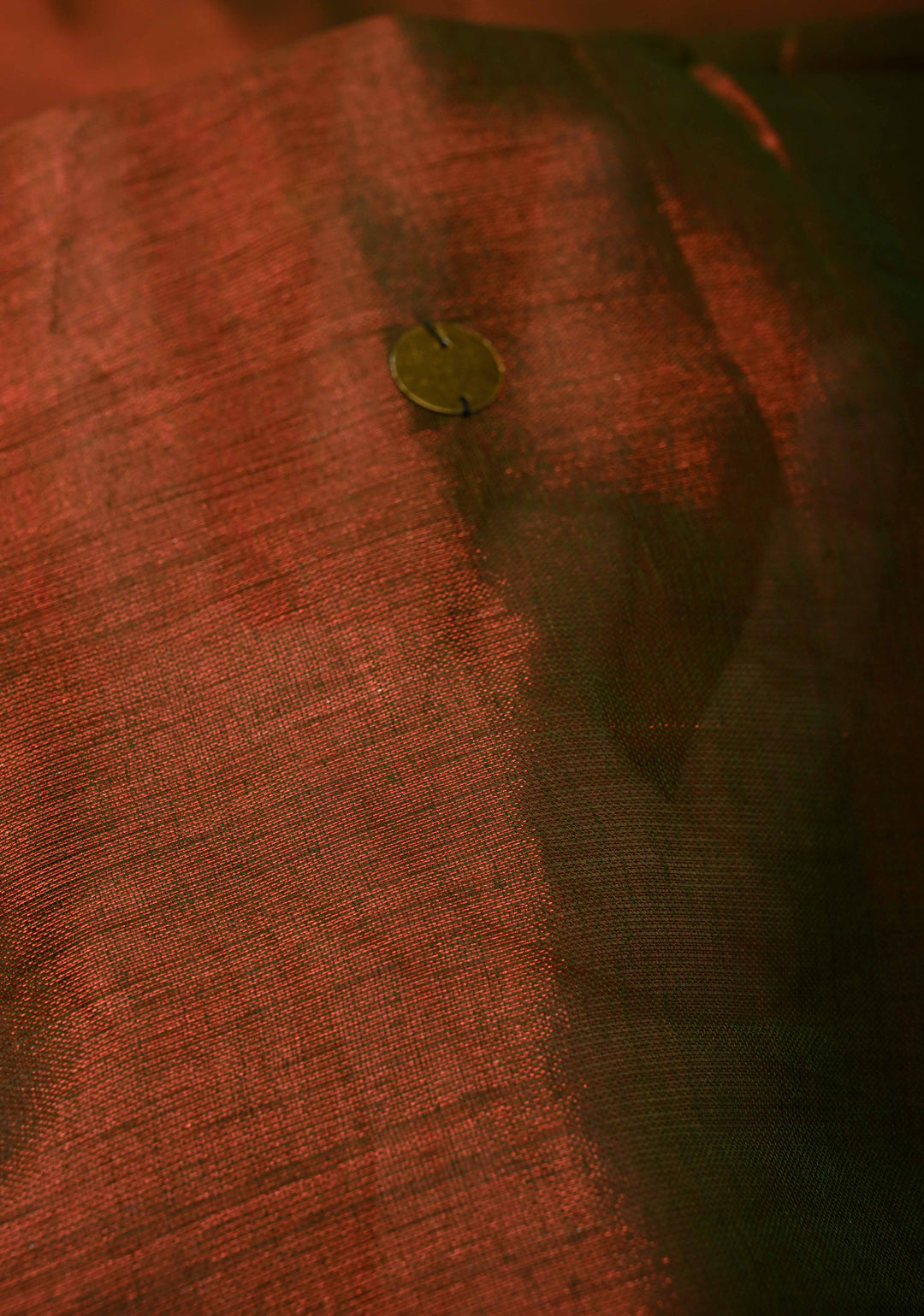 Maroon Green Dual Tone Tissue by Tissue Saree with Tikki Work and Long Tassels , No Blouse Peice