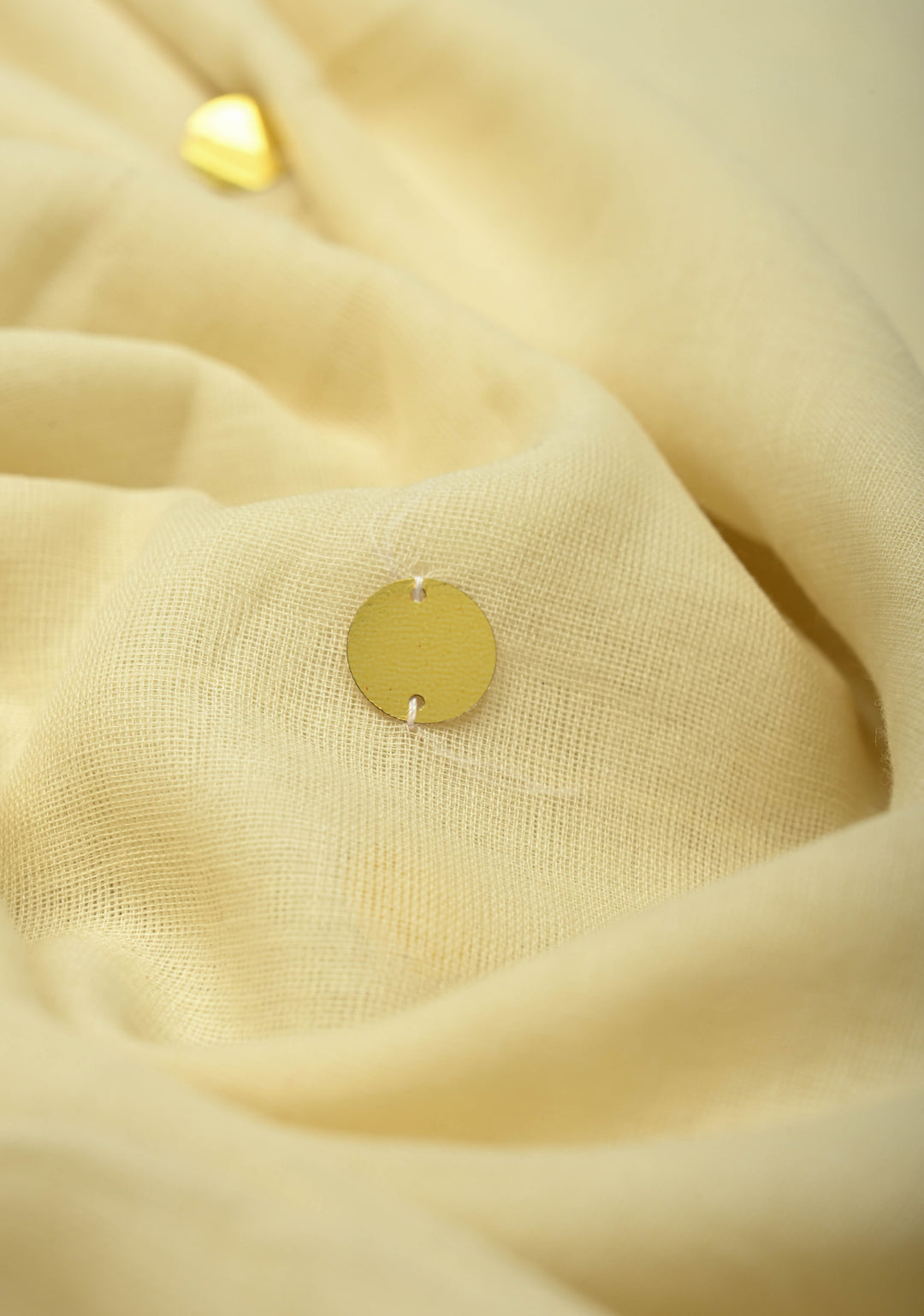 Beige Bengal Cotton saree in With Tikki work and Long Tassels No Blouse Piece