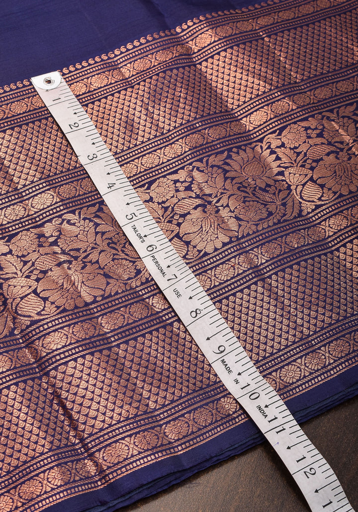 Pre-order Kanjivaram Silk Saree with mandala Motifs in Midnight Blue | SILK MARK CERTIFIED