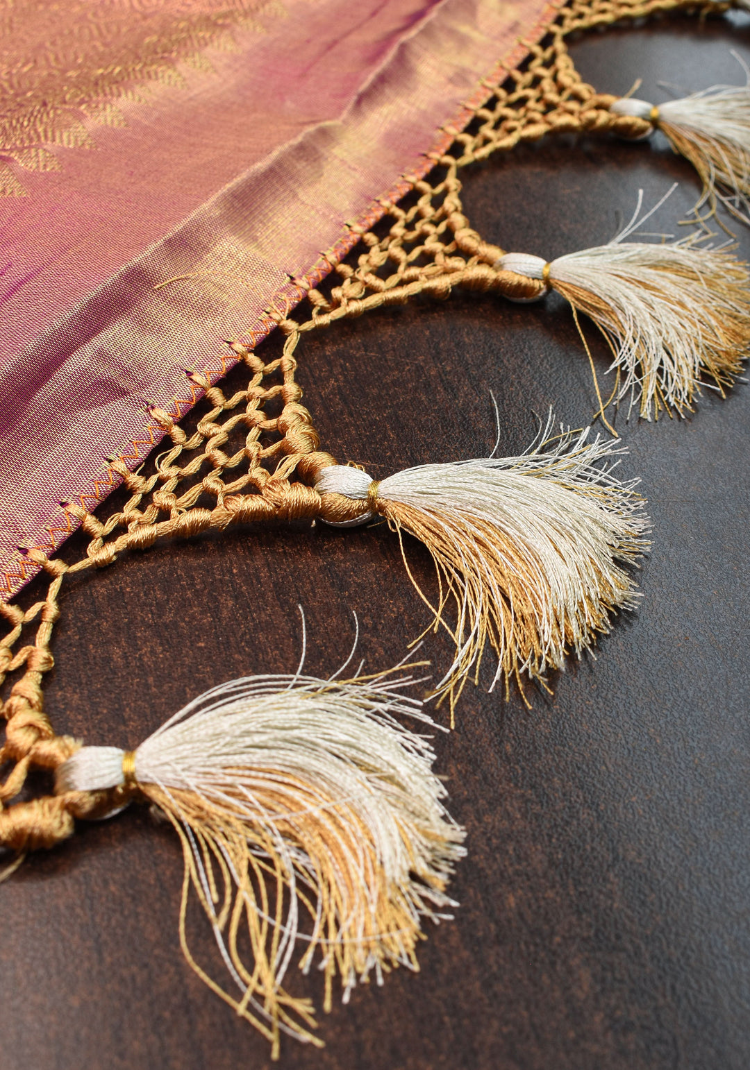 Pastel Pink Gold Tissue Kanjivaram with Sun-mandala motifs and buttas | Silk Mark Certified