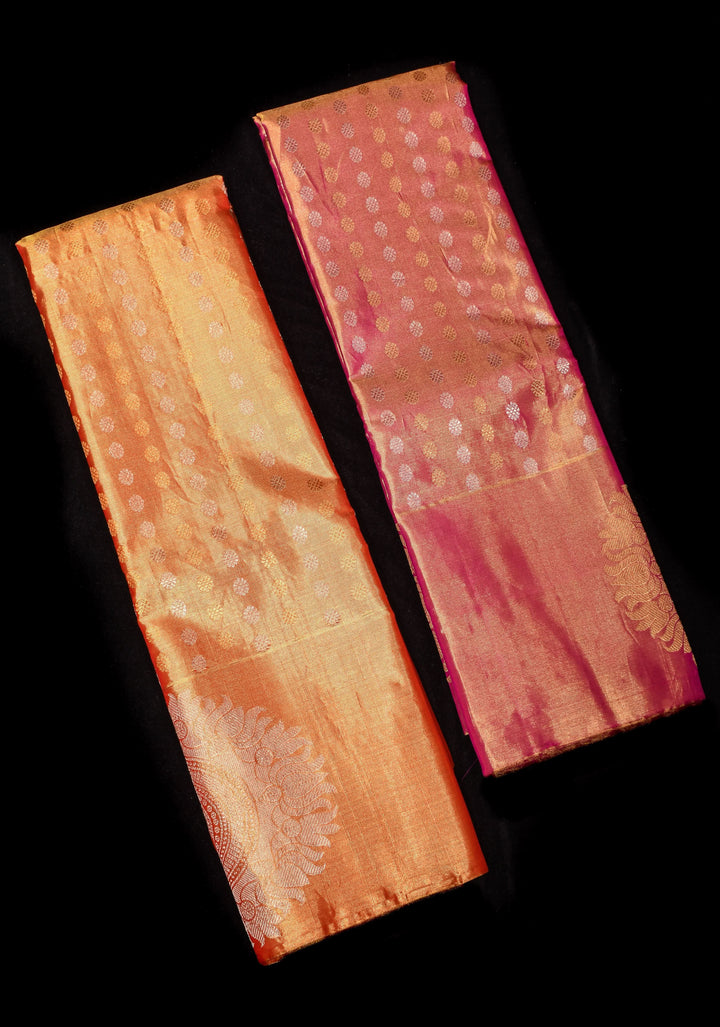 Exquisite Tissue Kanjivaram Pure Silk Saree in Red-Gold | SILK MARK CERTIFIED