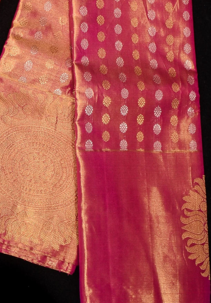 Exquisite Tissue Kanjivaram Pure Silk Saree in Red-Gold | SILK MARK CERTIFIED