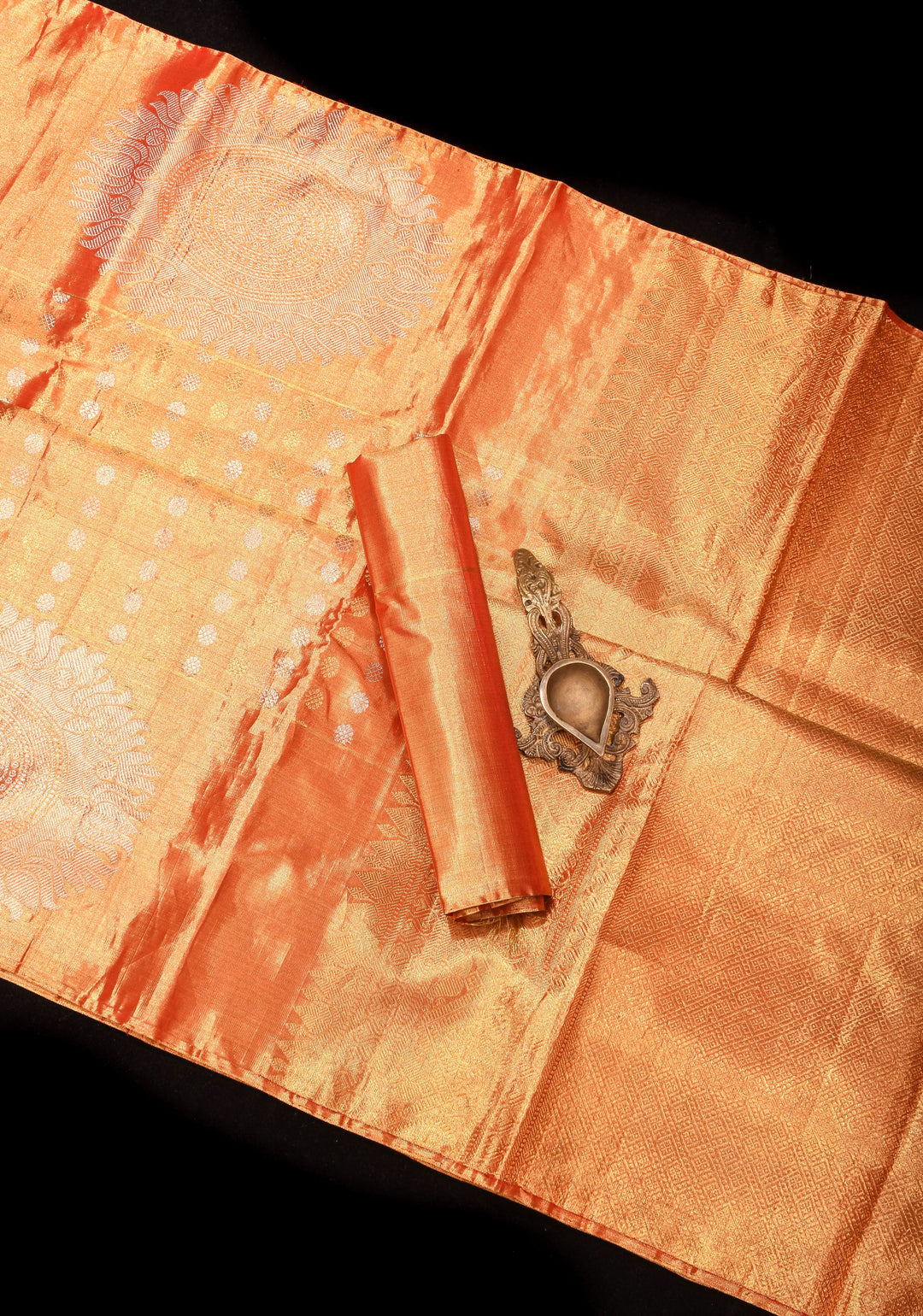 Exquisite Tissue Kanjivaram Pure Silk Saree in Red-Gold | SILK MARK CERTIFIED