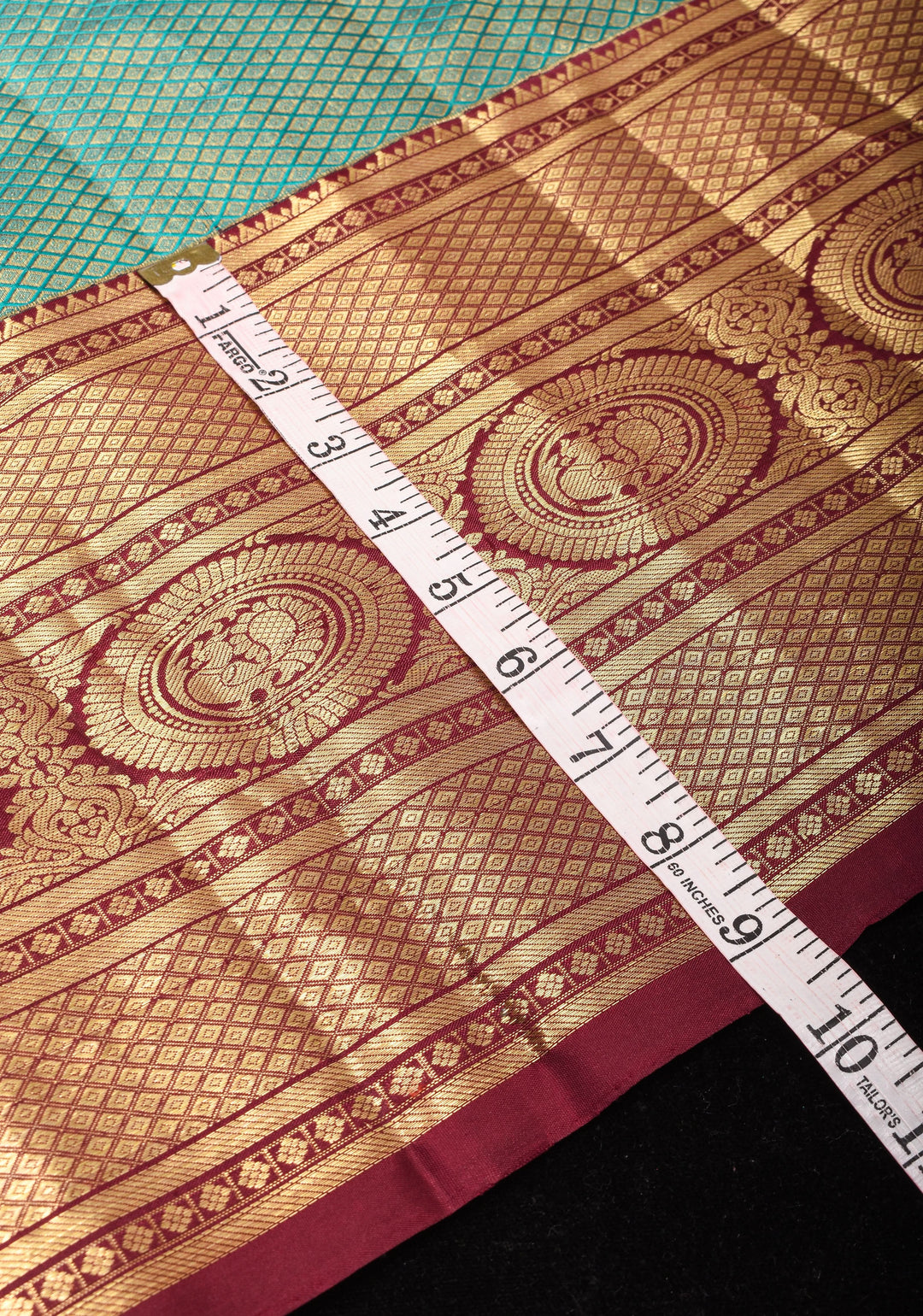 Brocade Kanjivaram Pure Silk Saree in Sea Green and Brown  | SILK MARK CERTIFIED