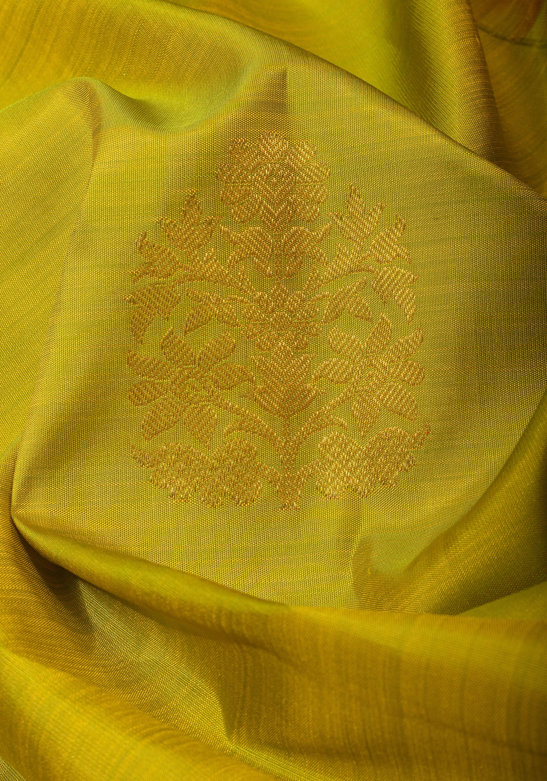 Citrine Dual  tone Kanjivaram Pure Silk Saree with Zari Floral motifs and zari border| SILK MARK CERTIFIED