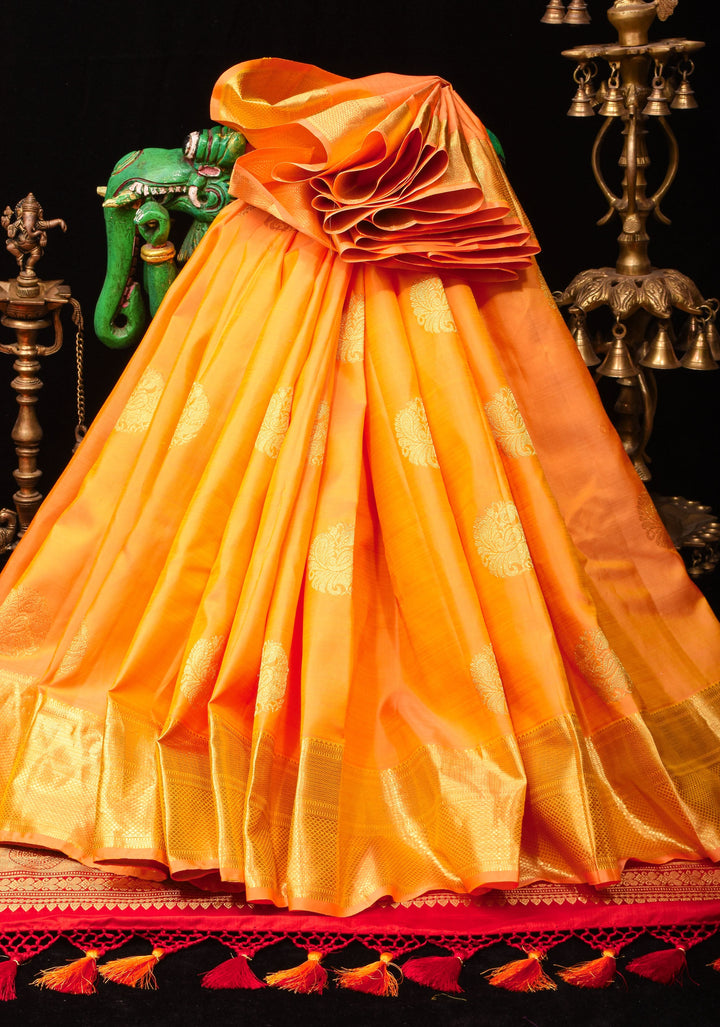 Haldi Yellow Kanjivaram Pure Silk Saree with Peacock motifs and zari Border| SILK MARK CERTIFIED