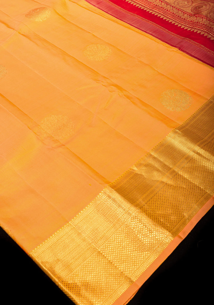 Haldi Yellow Kanjivaram Pure Silk Saree with Peacock motifs and zari Border| SILK MARK CERTIFIED