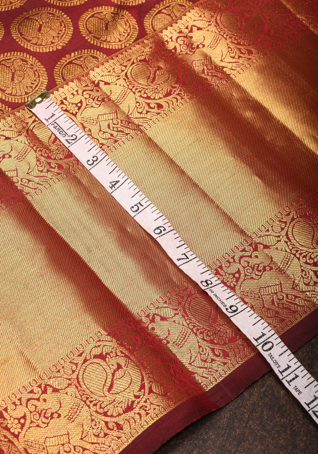 Maroon Kanjivaram Pure Silk Saree with Peacock Brocade and Wide Zari Border |  SILK MARK CERTIFIED