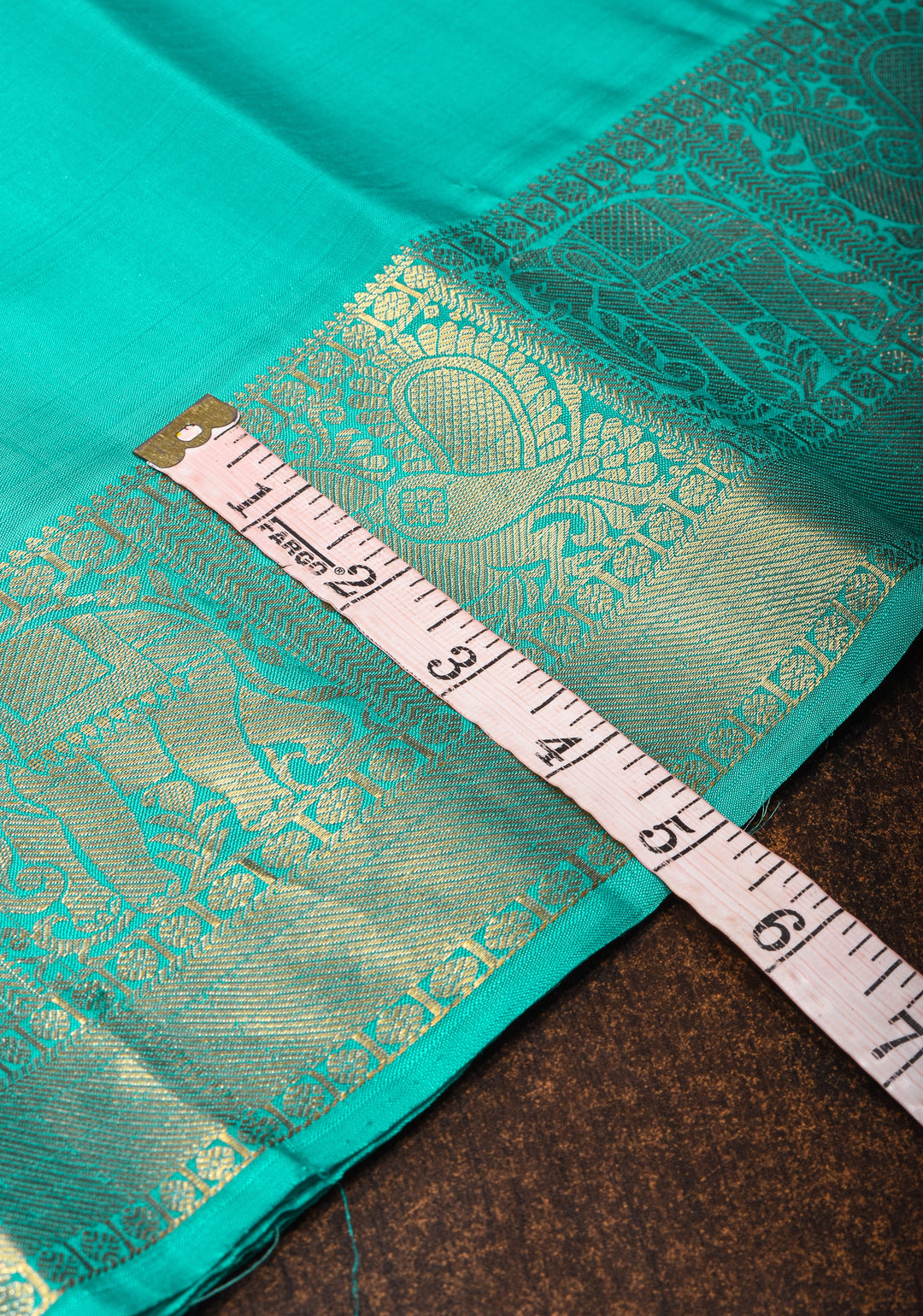 Turquoise Kanjivaram Silk Saree with Zari buttas and Zari Border | SILK MARK CERTIFIED