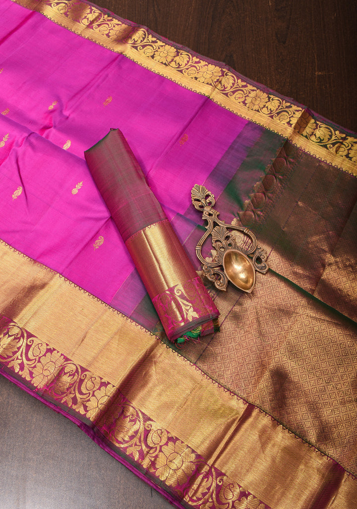 Vadamalli Purple Kanjivaram Silk Saree with Zari Border:| SILK MARK CERTIFIED
