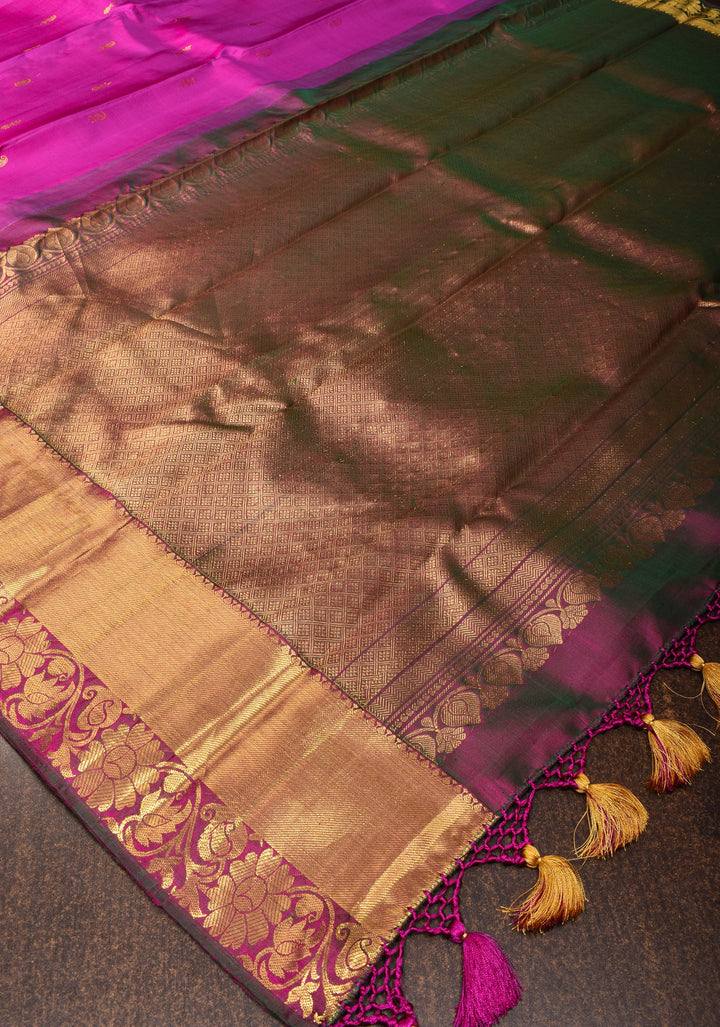 Vadamalli Purple Kanjivaram Silk Saree with Zari Border:| SILK MARK CERTIFIED