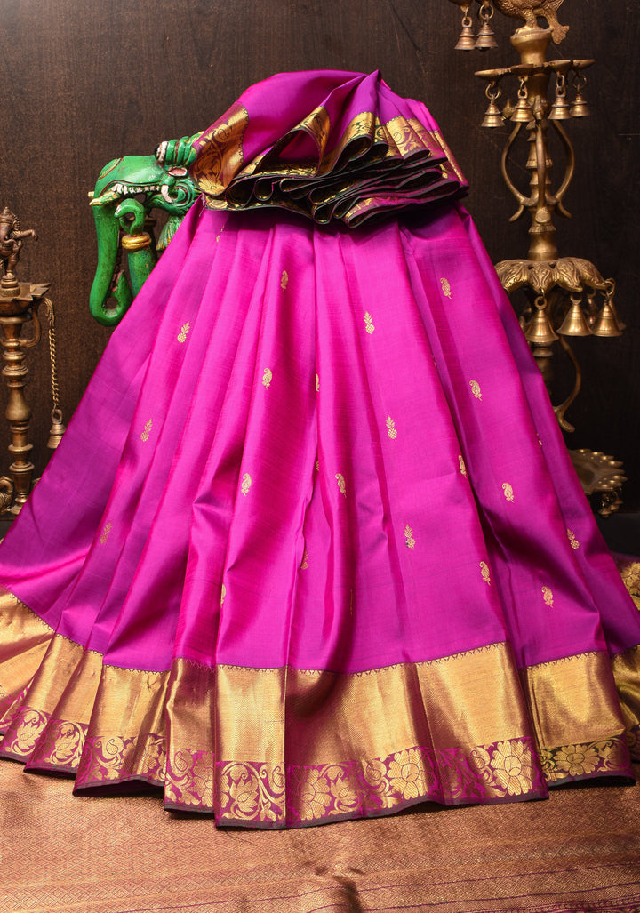 Vadamalli Purple Kanjivaram Silk Saree with Zari Border:| SILK MARK CERTIFIED