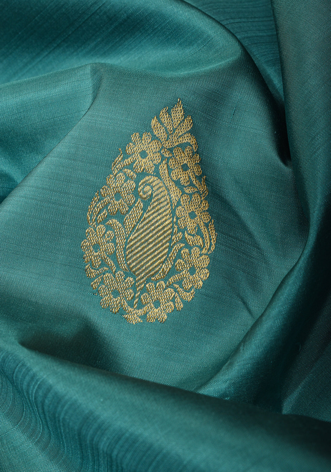 Heather Blue kanjivaram silk saree with damask buttas and zari border | SILK MARK CERTIFIED