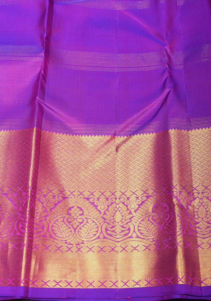 Zari Checks on Pink Kanjivaram Silk Saree , damask buttas and Contrast Zari Border | SILK MARK CERTIFIED