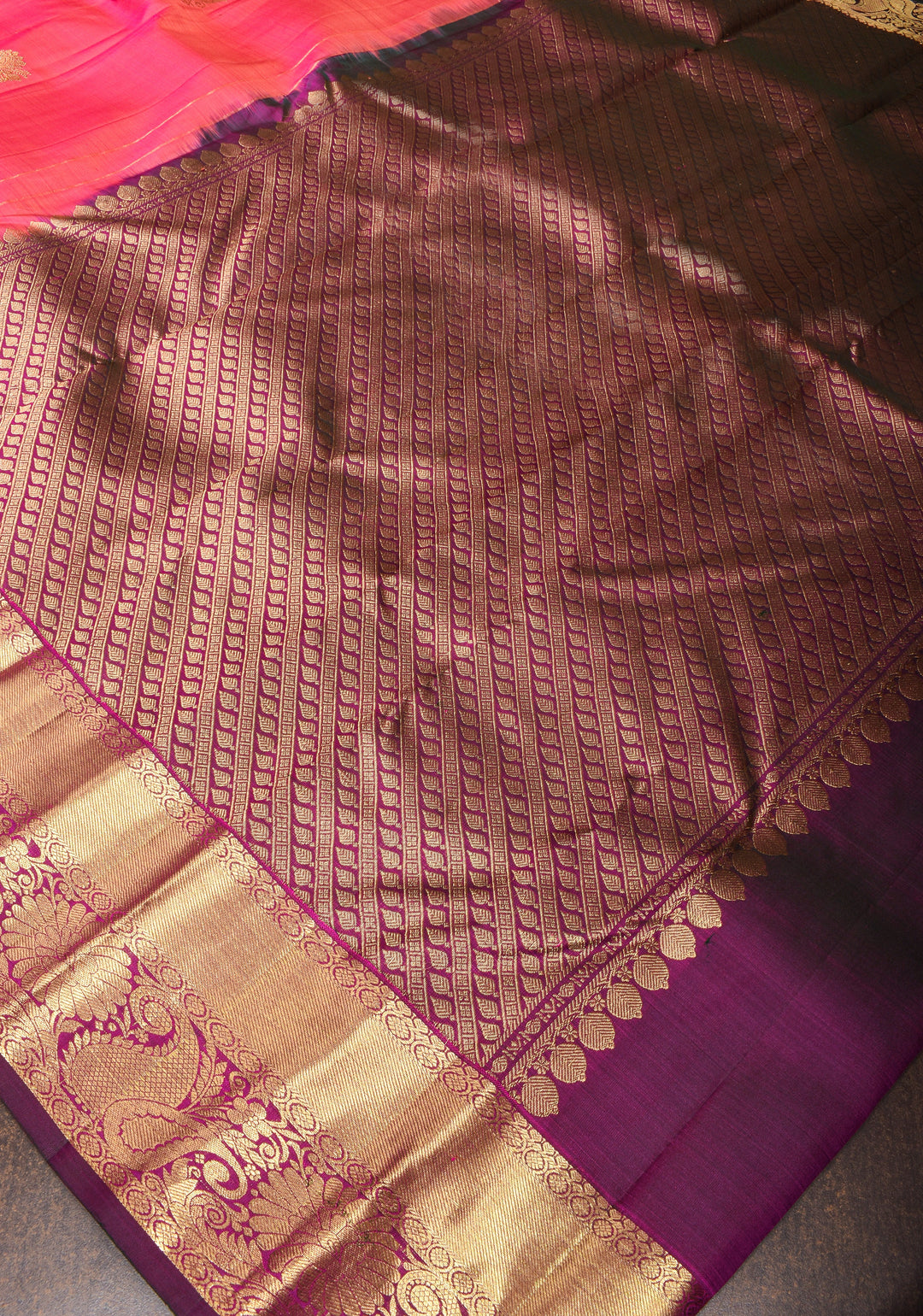Exquisite Pink Kanjivaram Silk Saree with Gold Butti Work and Contrast Border| SILK MARK CERTIFIED
