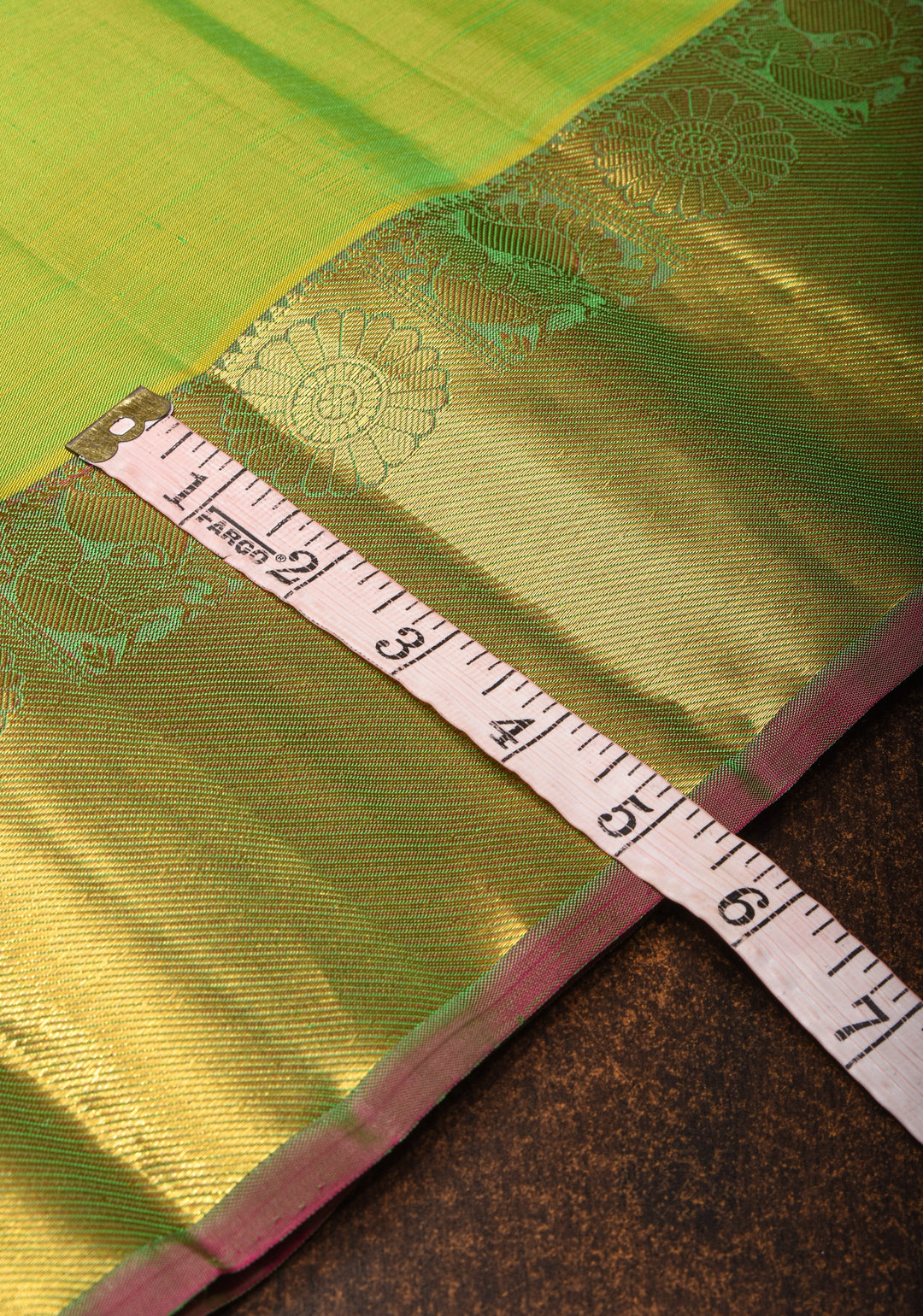 Lime Green Kanjivaram Silk Saree with Paisley Motifs and Zari Border | SILK MARK CERTIFIED