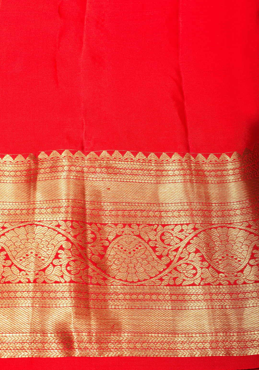 Tomato Red Brocade Kanjivaram Silk Saree with Floral Brocade and Zari Border | SILK MARK CERTIFIED