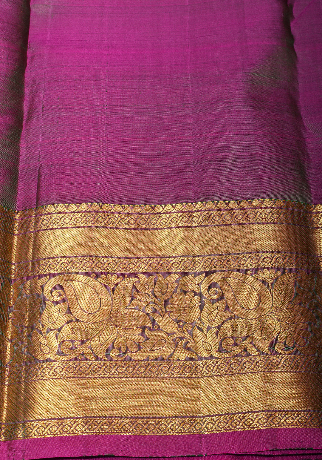 Bottle Green Pure Kanjivaram Silk Saree with Zari Stripes and Zari Buttas | SILK MARK CERTIFIED