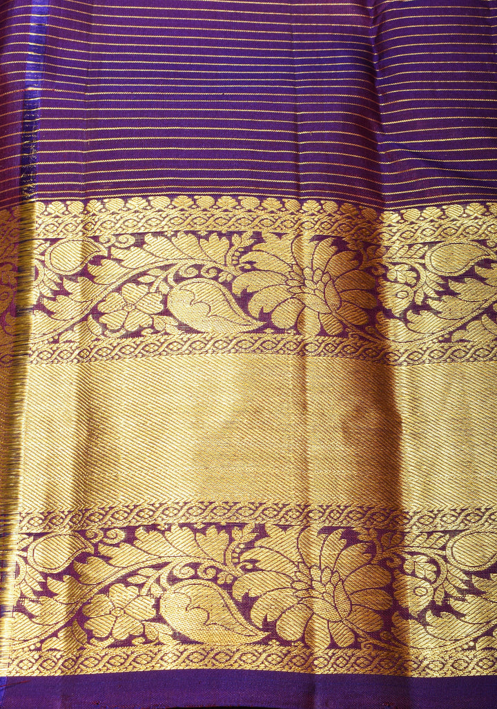 Brown Kanjivaram Silk Saree with Podi kattam checks, damask buttas and Zari Border| SILK MARK CERTIFIED