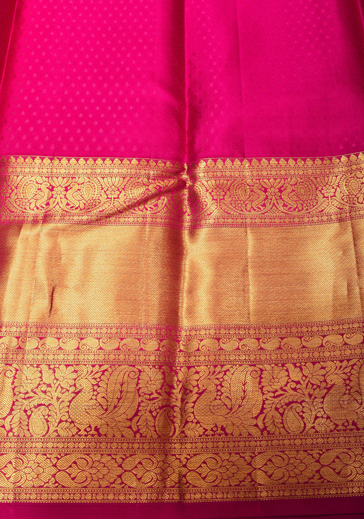 Regal Elegance in Gray Floral Brocade Kanjivaram Silk Saree with Contrast Zari Border | SILK MARK CERTIFIED