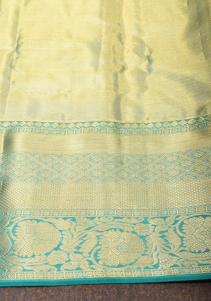 Dusty Amethyst Tissue Brocade Kanjivaram Silk Saree with zari border | SILK MARK CERTIFIED