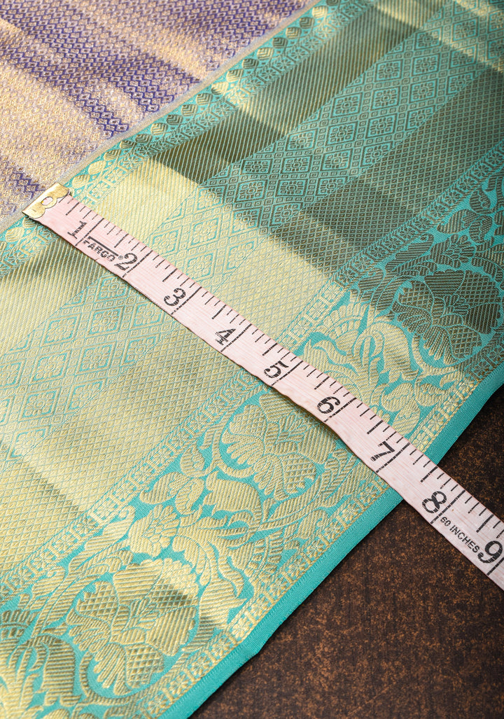 Dusty Amethyst Tissue Brocade Kanjivaram Silk Saree with zari border | SILK MARK CERTIFIED