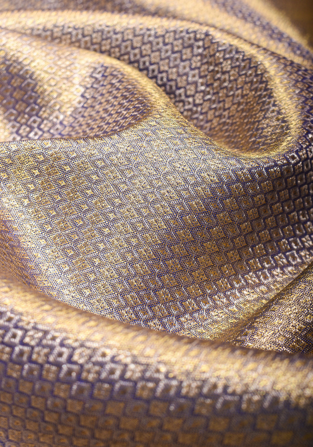 Dusty Amethyst Tissue Brocade Kanjivaram Silk Saree with zari border | SILK MARK CERTIFIED