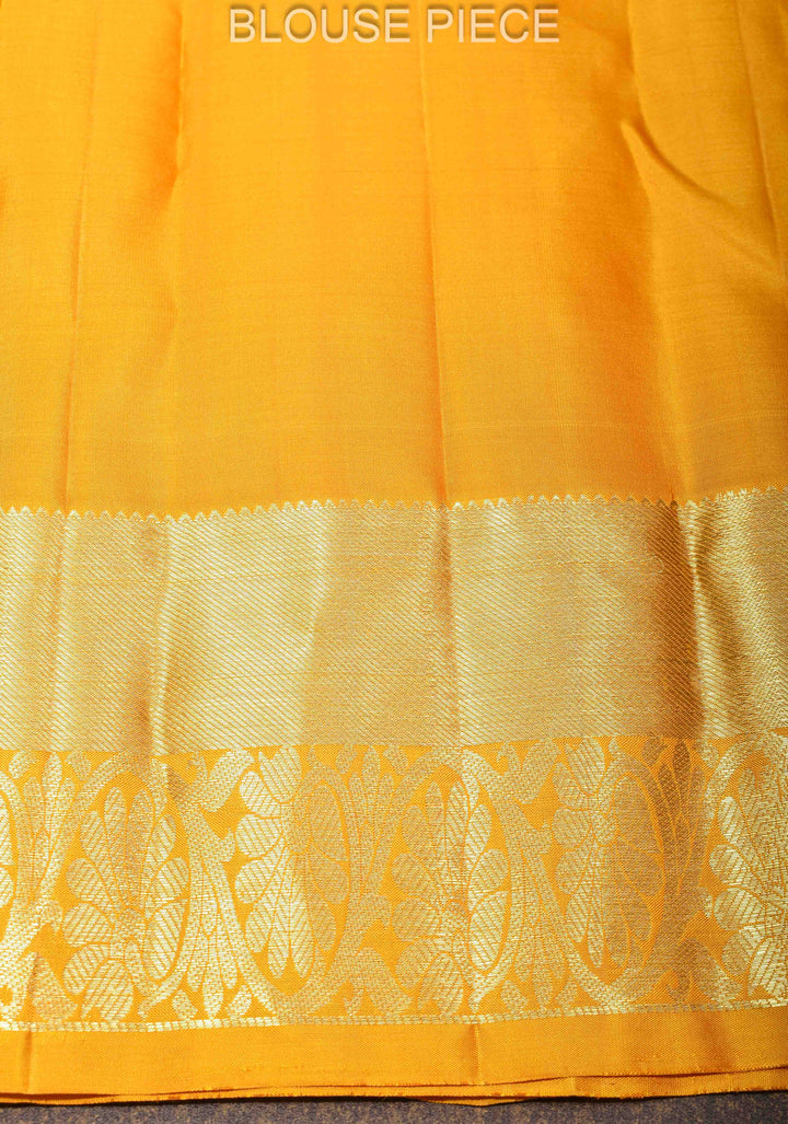 Vibrant Yellow Kanjivaram Silk Saree with Floral Motifs and Zari Border| SILK MARK CERTIFIED