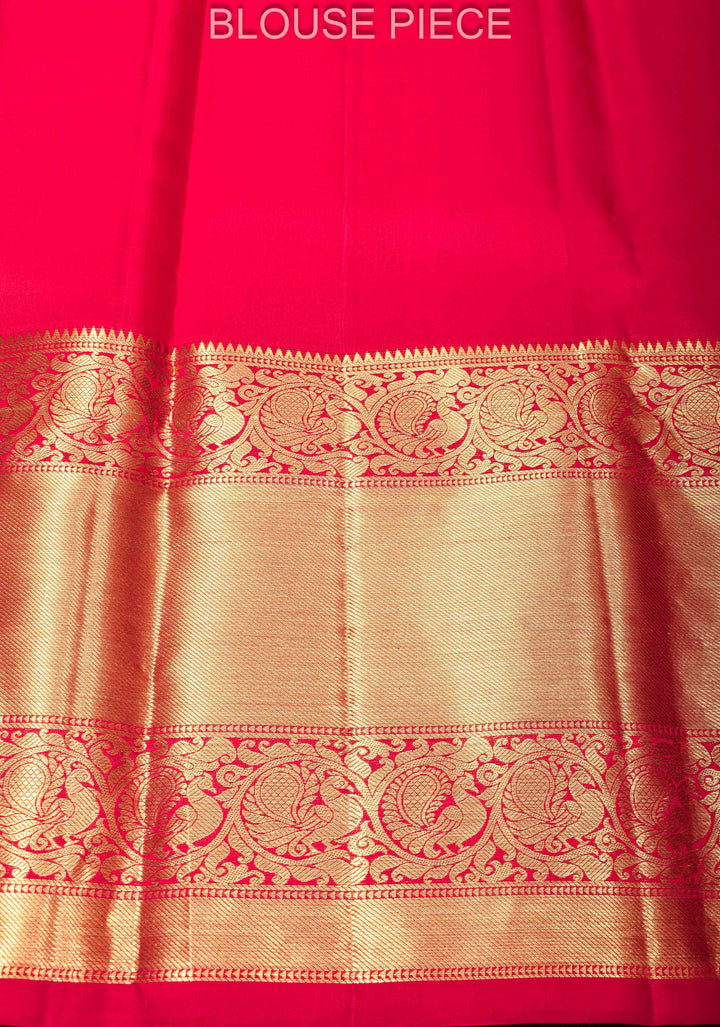 Kanjivaram Silk Saree in Pinkish Red with Brocade and Wide Zari Border| SILK MARK CERTIFIED