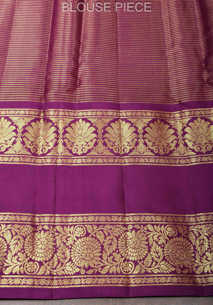 Green Dual tone Pure Kanjivaram Silk Saree with Zari Checks and Rettaipet Borders| SILK MARK CERTIFIED